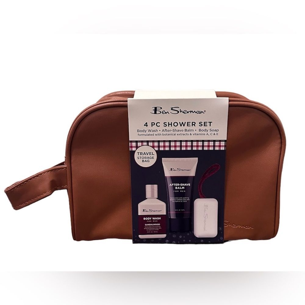 Ben Sherman Men's Shower Set with Travel Bag, Body Wash, After Shave & Soap NEW